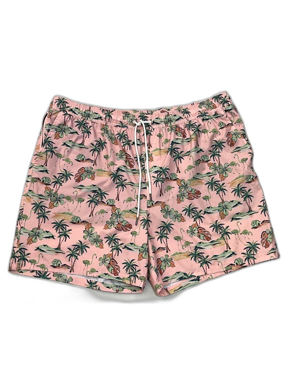 Goodfellow Men's Pink Tropical Print Swim Shorts with Boxer Liner Size XXL
